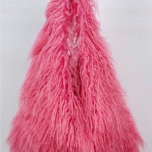Fluffy faux Mongolian Fur Hippie Hobo 60s Mod Bag